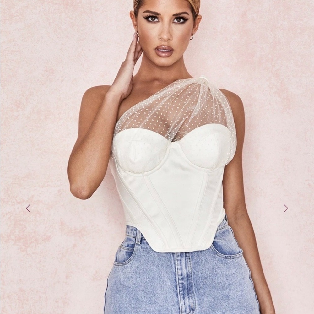 HOUSE OF CB 'Kim' Ivory Draped Tulle Corset /Size XS-US 2-4